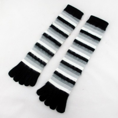 Napping Colorful Warm Wholesale Soft Tube Five Toe Striped Women Socks